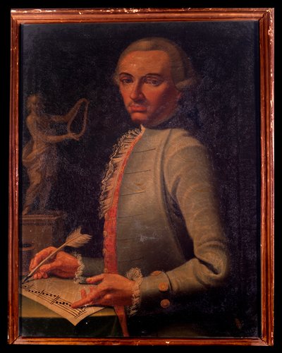 Itävaltalaisen säveltäjän ja harpisti Christian Joseph Lidartin (1730-1793) muotokuva Giovanni Stellan maalaus. 1700-luvulla. Bologna, Civic Museum Bibliografinen museo tekijältä Giovanni Stella