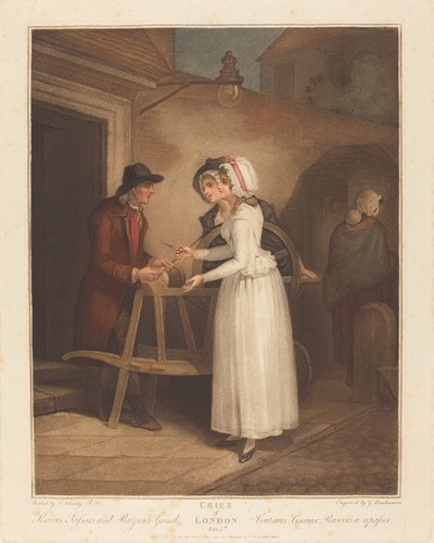 Veitset, sakset ja partaveitset hiontaan tekijältä Giovanni Vendramini after Francis Wheatley