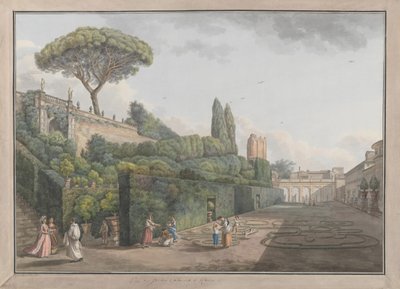 Palazzo Colonnan puutarha, n. 1780. Tekijät: Giovanni Volpato, Louis Ducros. tekijältä Giovanni Volpato, Louis Ducros