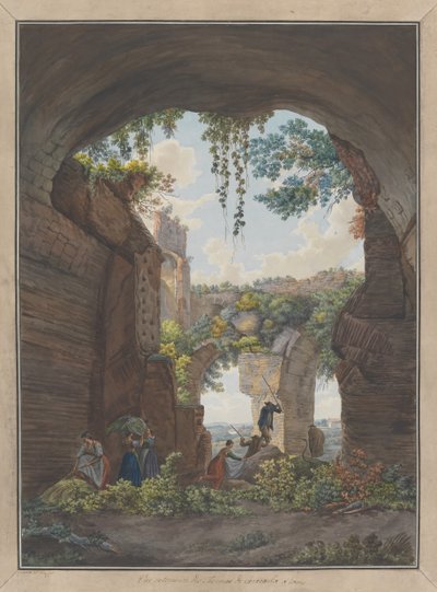 Caracallan kylpylöiden sisätilat, n. 1780. Tekijät: Giovanni Volpato, Louis Ducros. tekijältä Giovanni Volpato, Louis Ducros