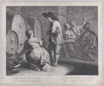 Baarimikko täyttää mukeja..., 1760-70. tekijältä Giovanni Volpato