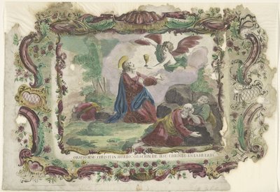 Christus Getsemanen puutarhassa Oratio Jesu Christi puutarhassa: Jeesuksen Kristuksen rukous puutarhassa (otsikko esineessä) tekijältä Giovanni Volpato