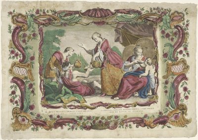 Laven Dorstigenista III. ruumiillisen armon työ / Later work of corporal Mercy (...) (otsikko esineessä) De spirituele werken van barmhartigheid (sarjan nimi) tekijältä Giovanni Volpato