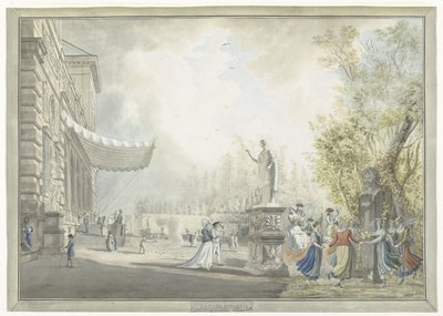 Näkymä Villa Borghese Pincianalle ja Villa Borghesen puutarhaan Roomassa La ville Borghese (otsikko esineessä) Näkymät Roomaan ja sen ympäristöön (sarjan nimi) tekijältä Giovanni Volpato