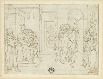 Pilatus pesee kätensä, kun Kristus johdetaan pois tekijältä Giovanni da Bologna
