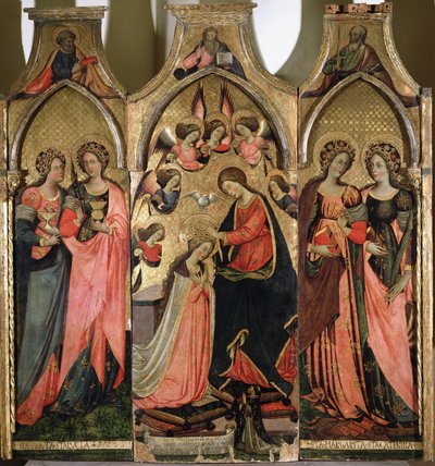 Neitsyen kruunaamisen triptyykki - Giovanni da Gaetan maalaus (toimii noin 1449-1472) 1400-luvun Gaeta, museo diocesano tekijältä Giovanni da Gaeta