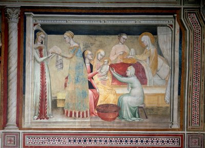 Neitsyen elämä: Marian syntymä (Fresko tekijältä Giovanni da Milano