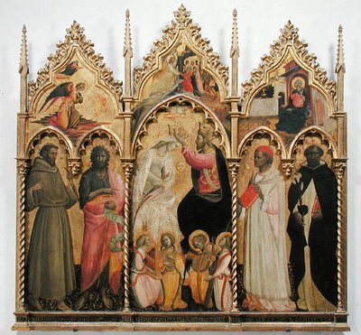 Neitsyen kruunaus pyhien kanssa, n. 1420 (tempera taulussa) tekijältä Giovanni dal Ponte