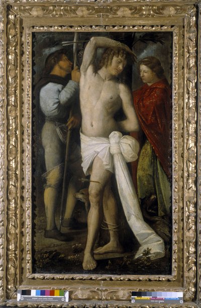 Saint Roch, Saint Sebastian ja Saint Margarita (öljy kankaalle) tekijältä Giovanni de Busi Cariani