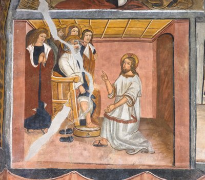 Jeesus pesee Pietarin jalat viimeisellä ehtoollisella. tekijältä Giovanni di Cherasco Botoneri
