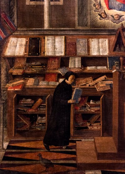 Pyhä Hieronymus ilmestyy pyhälle Augustinukselle, noin 1505-1510 (öljy ja tempera kankaalle). tekijältä Giovanni di Niccolo Mansueti