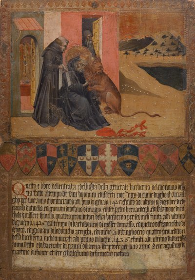 St. Jerome ottaa piikkia leijonan tassusta tekijältä Giovanni di Paolo