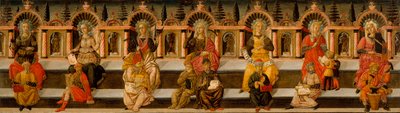 ""seitsemän vapaata taidetta"" (aritmetiikka, geometria, musiikki, astrologia, logiikka, retoriikka ja kielioppi) - Seitsemän vapaata taidetta - Giovanni di Ser Giovannin maalaus tekijältä Giovanni di Ser Giovanni Scheggia