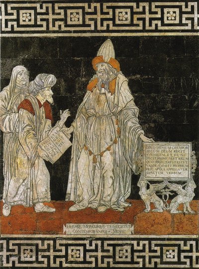 Hermes Trismegistus. Sienan katedraalin lattiamosaiikki, 1488. tekijältä Giovanni di Stefano