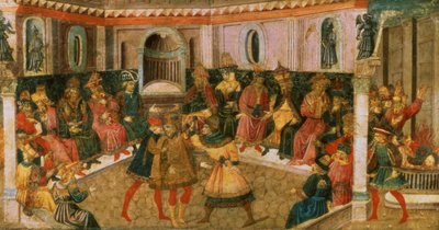 Julius Caesarin kuolema, n. 1446-1450 (paneeli) tekijältä Giovanni di Tommaso Angelo