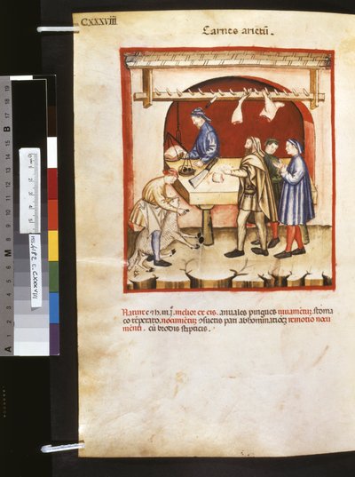 Ububchasym de Baldachin Theatrum sanitatis: "Carnes Arietum", 1300-luvun ensimmäinen vuosikymmen (pienoiskuva). tekijältä Giovannino de
