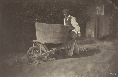 Miespuolinen talonpoika kottikärryillä, 1870. tekijältä Giraudon