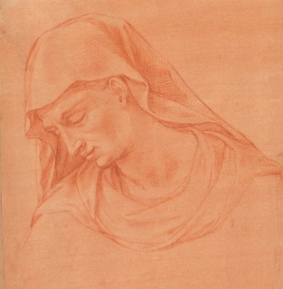 Surevan naisen johtaja profiilissa vasemmalla, n. 1575-80. tekijältä Girolamo Macchietti