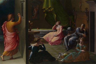 Pyhän Nikolauksen Barilaisen hyväntekeväisyys, noin 1555 tekijältä Girolamo Macchietti