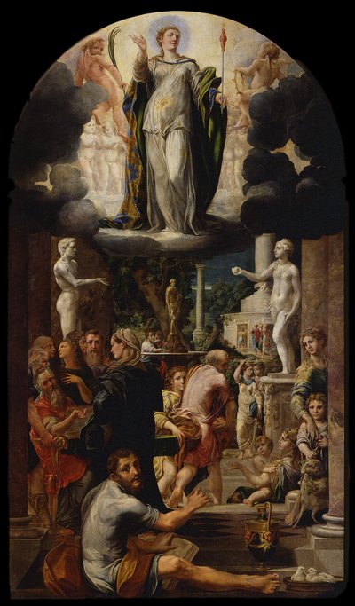 Neitsyen tahraton sikiäminen, 1539 tekijältä Girolamo Mazzola Bedoli