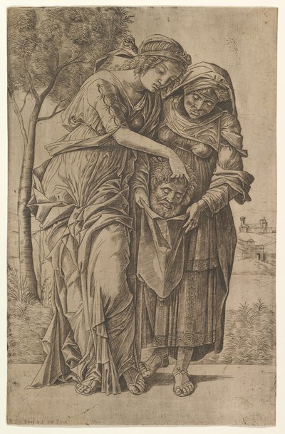Judith ja hänen palvelijattarensa Holofernesin pään kanssa, 1500-1530. tekijältä Girolamo Mocetto
