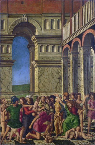 Mocetto, Girolamo (n. 1458-1531) Viattomien verilöyly Öljy kankaalle n. 1510-1520 National Gallery, Lontoo 67,9x44,5 tekijältä Girolamo Mocetto