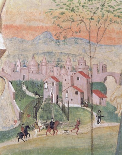 Näkymä Praton kaupunkiin, yksityiskohta Ristiinnaulitsemisesta, Kapitalistosta, 1509 tekijältä Girolamo Ristori