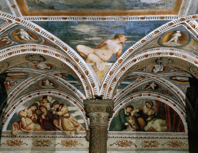 Allegoria keväästä ja kuu etualalla, Yksityiskohta Girolamo Romaninon freskoista (n. 1484-1559 jälkeen), Bernardo Clesion tilaus tekijältä Girolamo Romanino