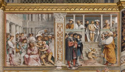 Keski-Aave, neljäs eteläjänne, orjantappurien kruunaus, Ecce Homo, Girolamo Romanino tekijältä Girolamo Romanino