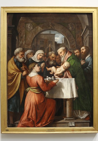 Jeesuksen esitys temppelissä, 1529 tekijältä Girolamo Romanino