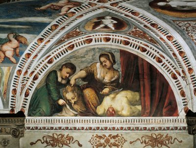 Tarina Judithista ja Holofernesista, Yksityiskohta Girolamo Romaninon freskoista (n. 1484-1559 jälkeen), Bernardo Clesion tilaus tekijältä Girolamo Romanino