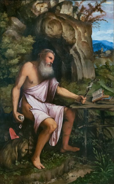 Katuva pyhimys Hieronymus tekijältä Girolamo Romanino