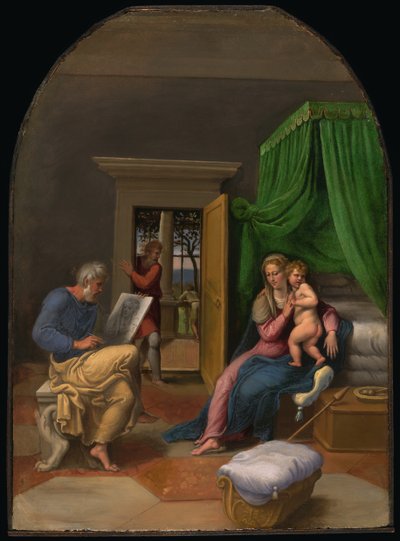 Pyhä Luukas piirtää Neitsyen ja Kristus-lapsen, n. 1535. tekijältä Girolamo da Carpi