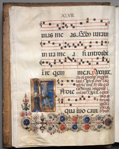 Antifonia: Alkukirjain, enkeli, c. 1470-1480. tekijältä Girolamo da Cremona