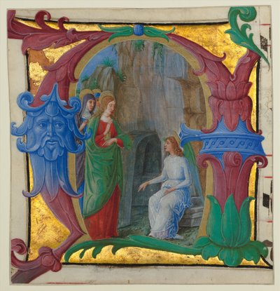 Käsikirjoitus valaistus pyhien naisten kanssa haudalla alkuvaiheessa A..., n. 1490-1500. tekijältä Girolamo dai Libri