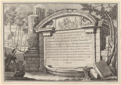Klassiset rauniot maisemassa: etuosa tekijältä Giuliano Giampiccoli and Giovanni Battista Tiepolo