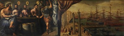 Pyhä Markus avustaa kolmea tuomaria laivaston miliisin värväämisessä, n. 1586 tekijältä Giulio Angolo del Moro