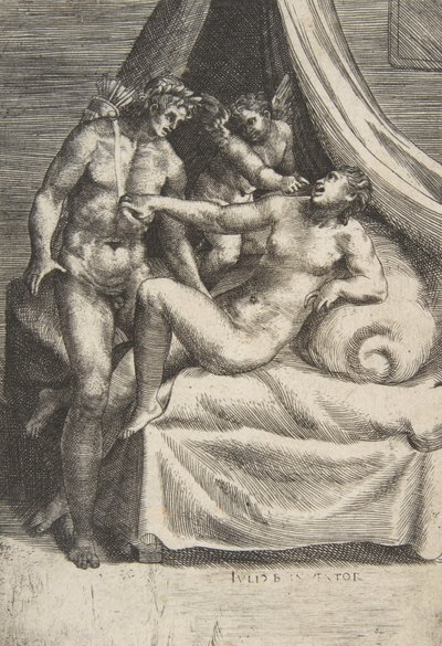 Apollo ja Daphne teoksesta The Loves of the Gods, n. 1531-76. tekijältä Giulio Bonasone
