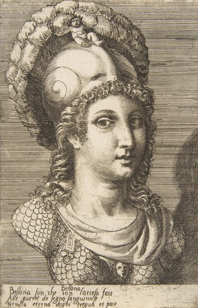 Bellonan rintakuva, n. 1531-76. tekijältä Giulio Bonasone
