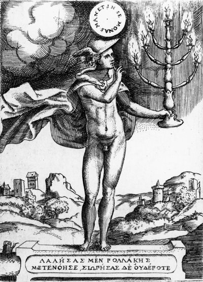 Hermes, 1555 (kaiverrus) tekijältä Giulio Bonasone