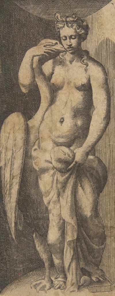 Leda ja joutsen, noin 1531-76. tekijältä Giulio Bonasone