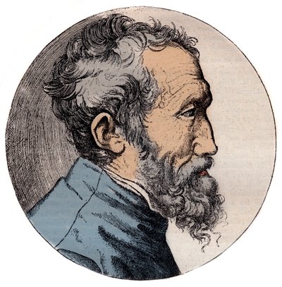 Muotokuva Michelangelo Buonarrotista italialainen kuvanveistäjä - Michelangelo Buonarrotin muotokuva dit Michel Ange tekijältä Giulio Bonasone