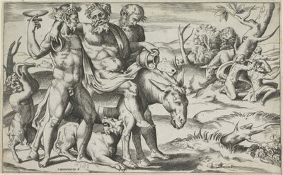 Silenus ratsastaa aasilla tekijältä Giulio Bonasone