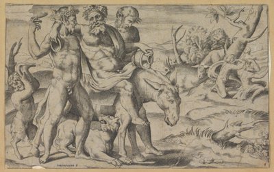 Silenus ratsastaa aasilla tekijältä Giulio Bonasone