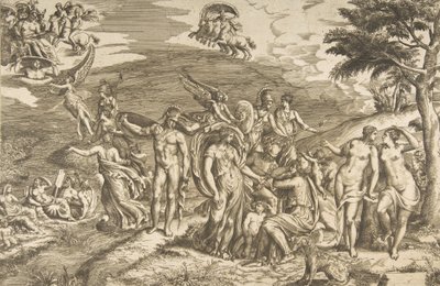 Pariisin tuomio, n. 1550-60. tekijältä Giulio Bonasone