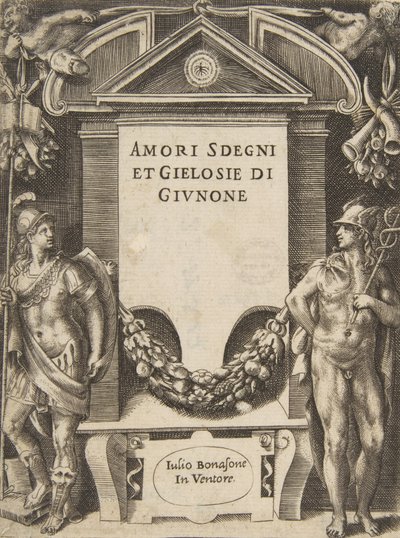 Sarjan "Junon rakkaudet, raivot ja mustasukkaisuus" nimikilpi, 1531-76. tekijältä Giulio Bonasone