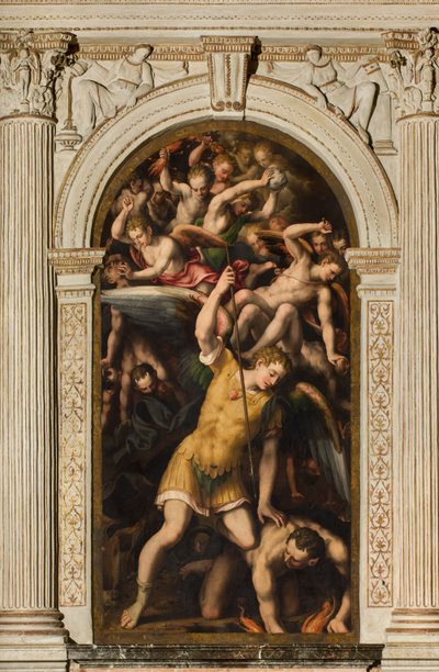North Transept, Pyhän arkkienkeli Mikaelin alttari, Arkkienkeli Mikael tappamassa pahan, Giulio Campi 1566 tekijältä Giulio Campi
