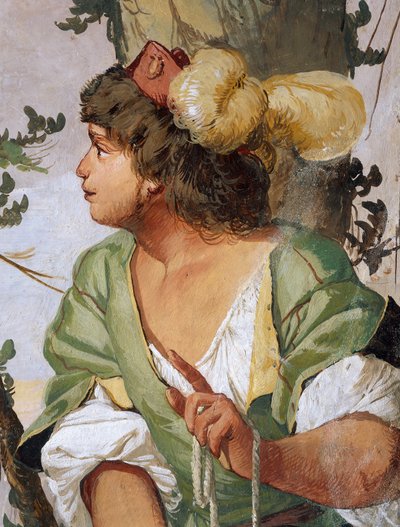 Paimen Sylvius haavoi vahingossa nymfi Dorindan ja rakastuu häneen, Giulio Carpionin fresko, joka on saanut inspiraationsa Giovanni Battista Guarinin pastoraalisesta näytelmästä Uskollinen paimen, Villa Caldogno, Caldogno, Veneto, Italia. tekijältä Giulio Carpioni