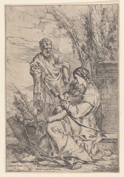 Pyhä perhe Neitsyen kanssa lukemassa kirjaa, 1640-60. tekijältä Giulio Carpioni