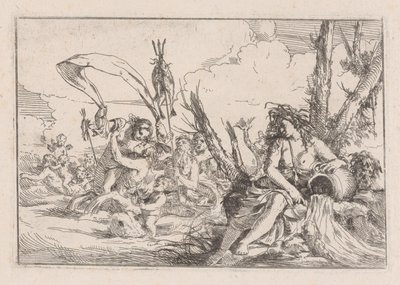 Vesi, jota edustaa puun juurella istuva naidi..., 1640-60. tekijältä Giulio Carpioni